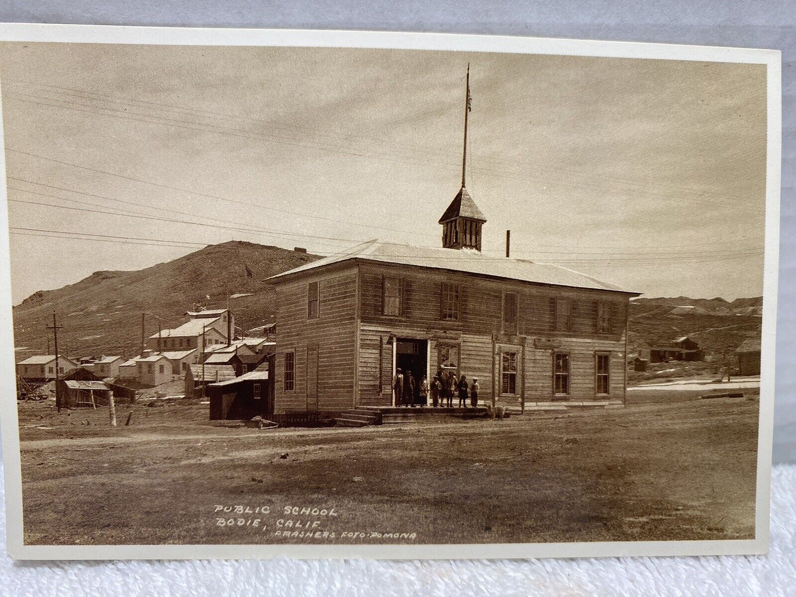 Real Photo Postcard Bodie CA. Frashers Foto Card Public Schoolhouse in 1927