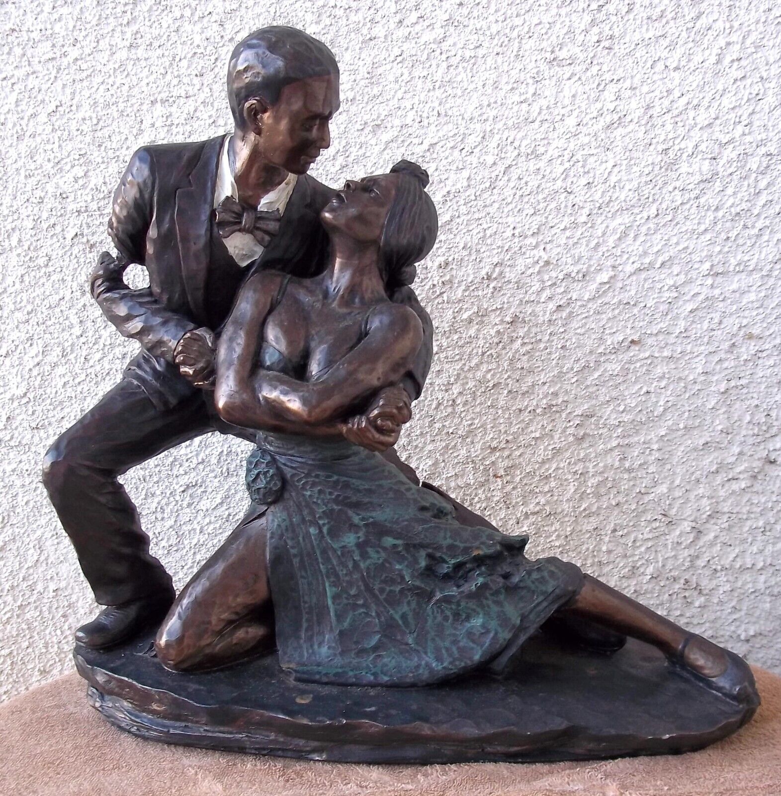 Vintage Couple Dancing Tango Artist Bronze Finish Figurine Statue Sculpture Rare