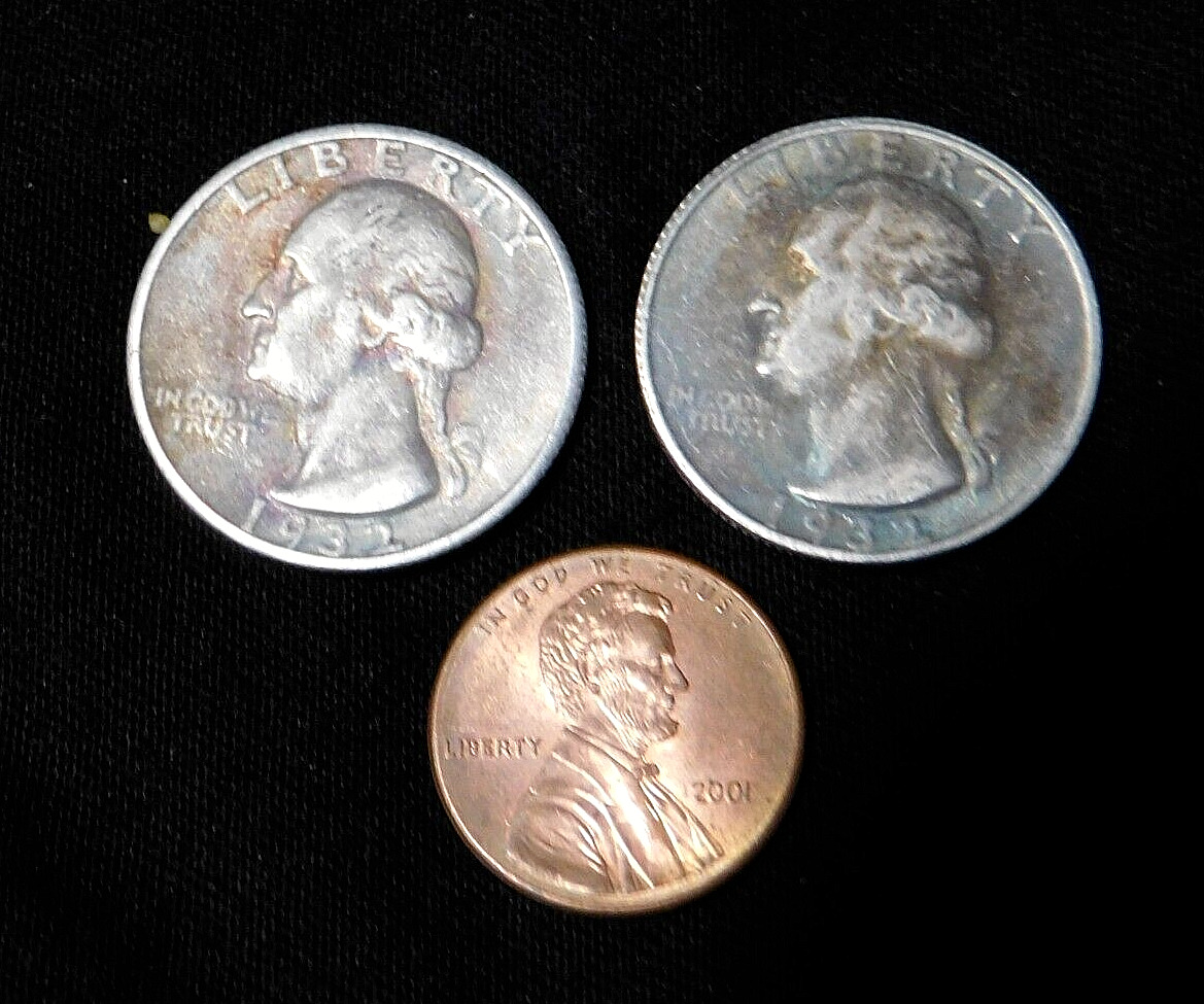 Magic Trick 2 Quarter Coin Set Two Faced Double Heads & Tail Novelty Lucky Metal