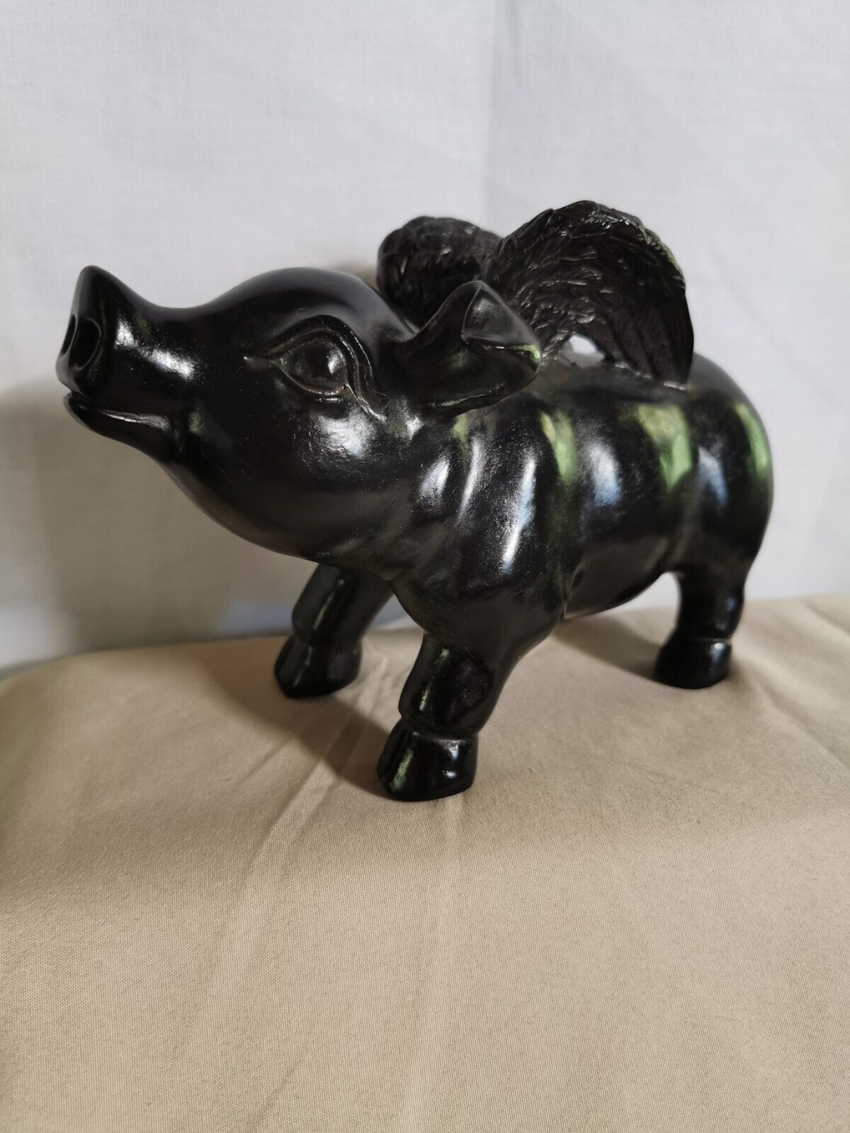When Pigs Fly Black Resin Pig With Wings Figurine Home Or Office Desk Decor 5x8