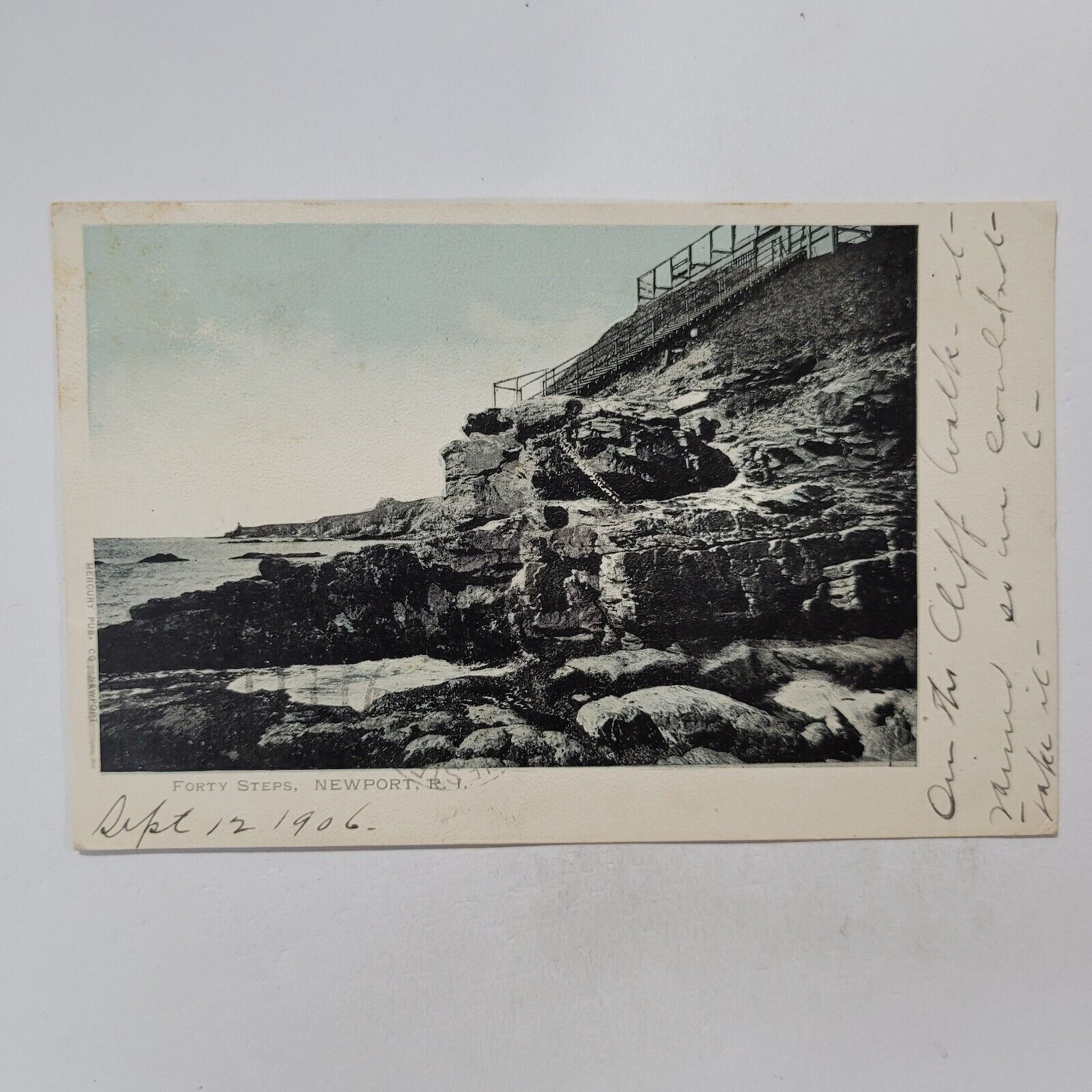 The Forty Steps Newport Rhode Island Vintage Undivided Back Postcard Cliff Walk