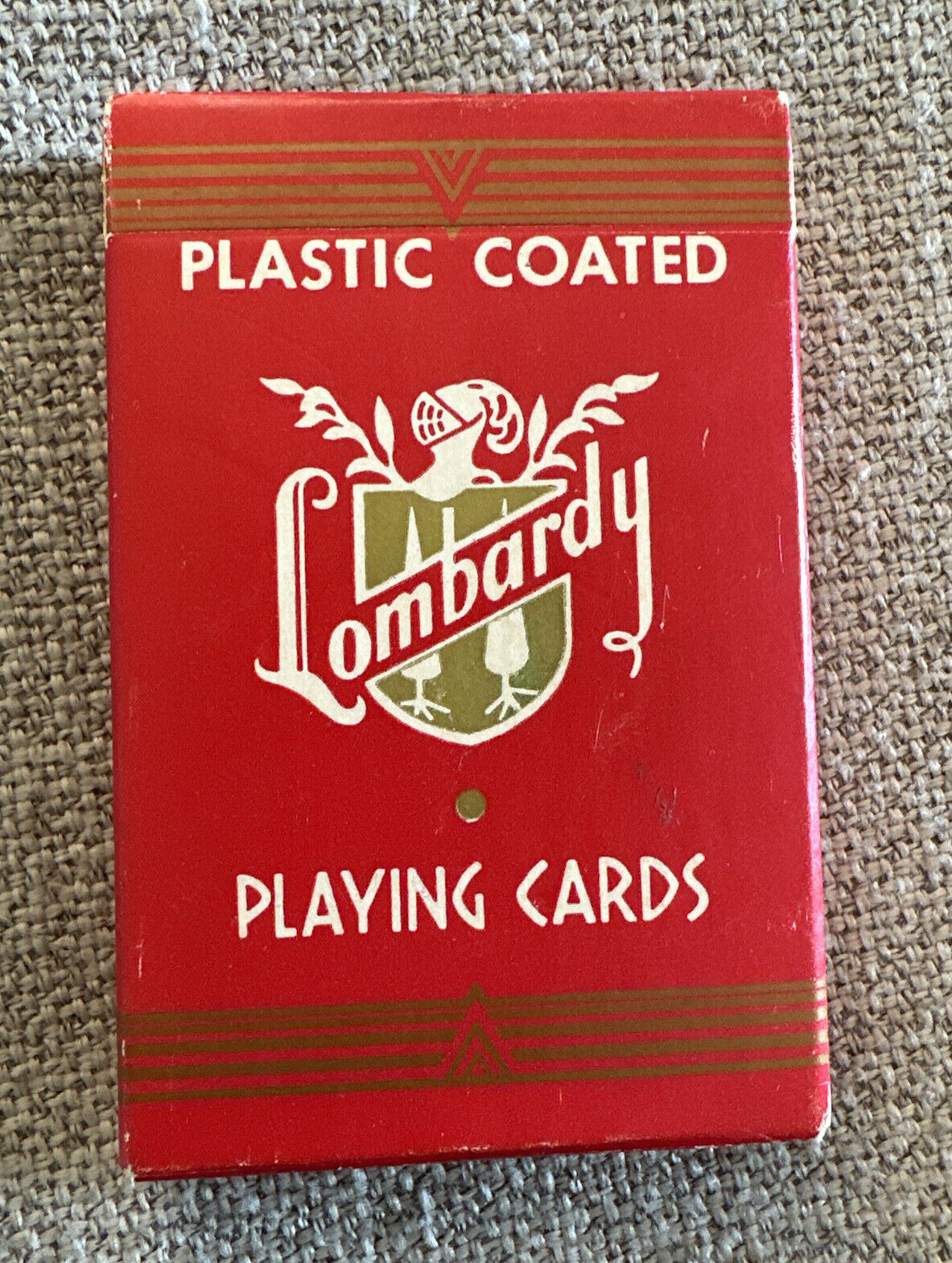 Sealed Plastic Coated Lombardy Playing Cards New Old Stock Linen