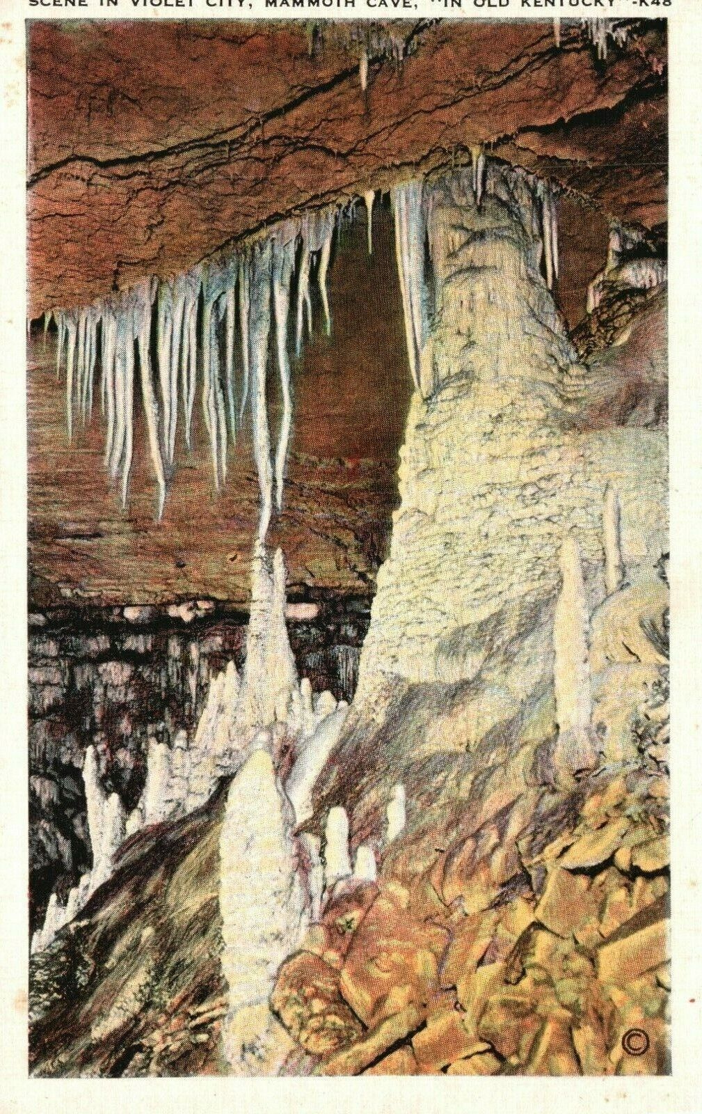 Vintage Postcard Scene in Violet City Mammoth Cave in Old Kentucky