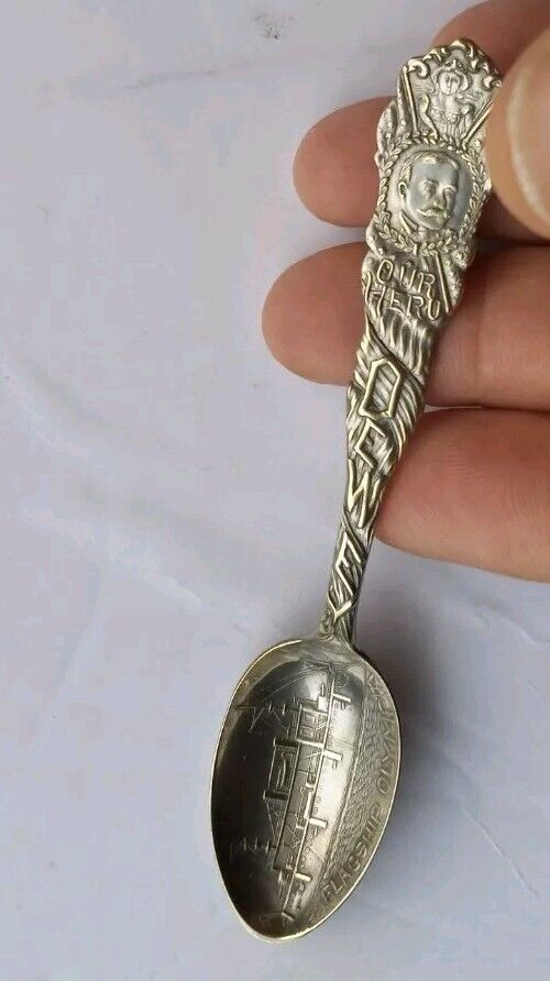 Vtg 1898 Commodore Dewey Flagship Olympia Vintage Souvenir Spoon Silverplate