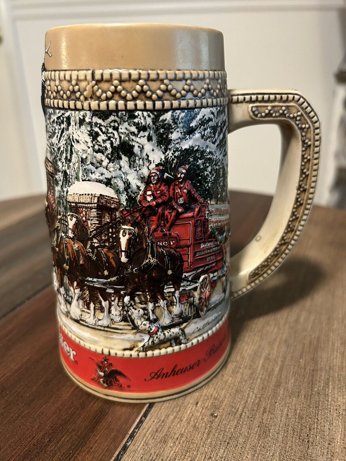1987 Budweiser Holiday Beer Stein Mug Clydesdale C-Series