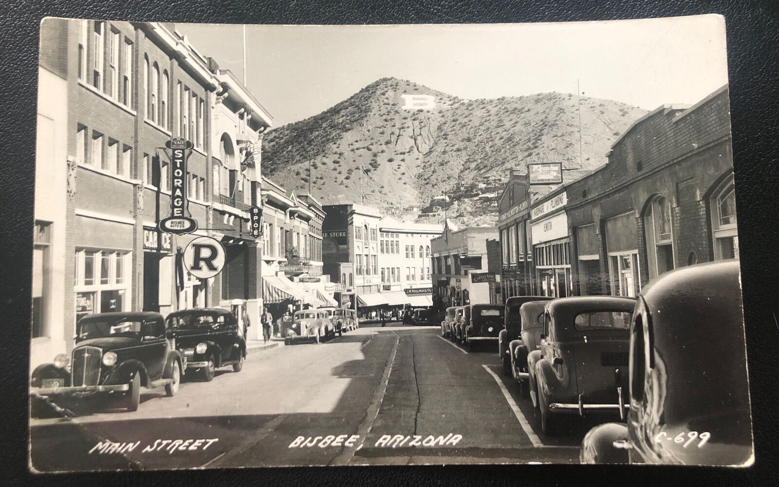 Rppc Main Street Bisbee AZ Arizona Old Cars Real Photo Vintage Postcard A4