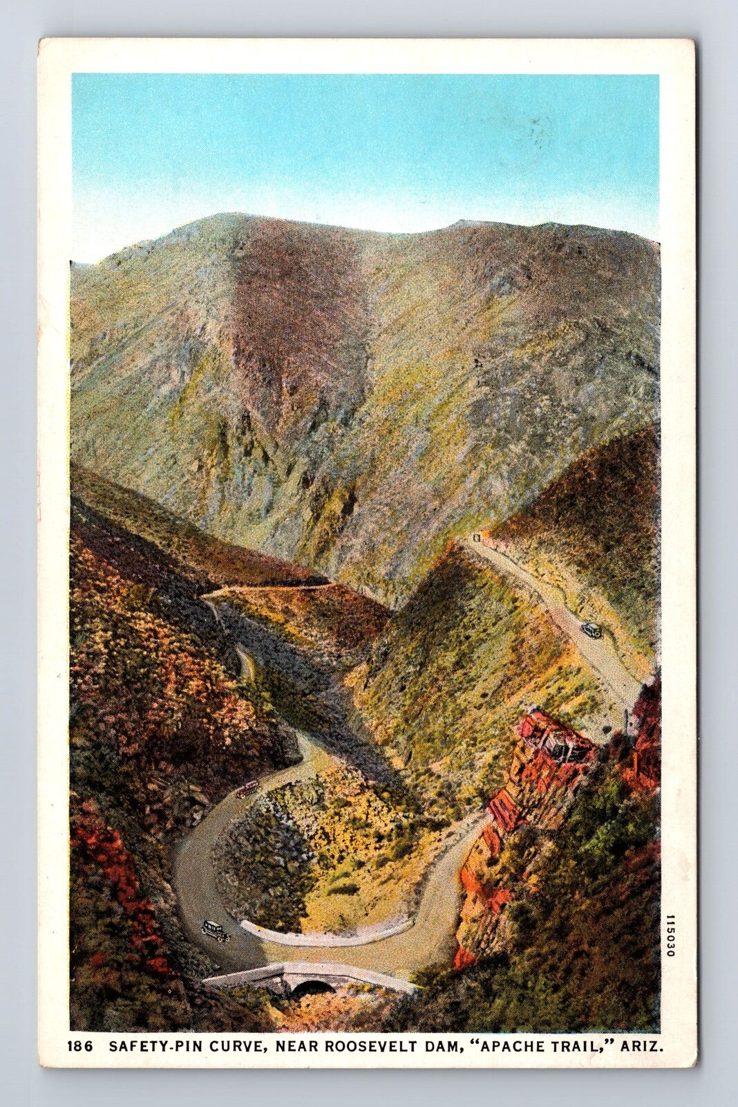 Apache Trail AZ-Arizona, Safety Pin Curve Near Roosevelt Dam, Vintage Postcard