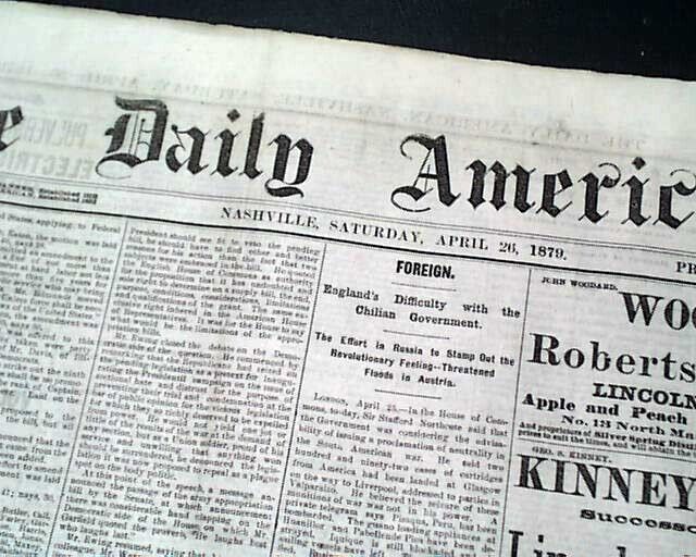 Early NASHVILLE TN Davidson County Tennessee American Southeast 1871 Newspaper