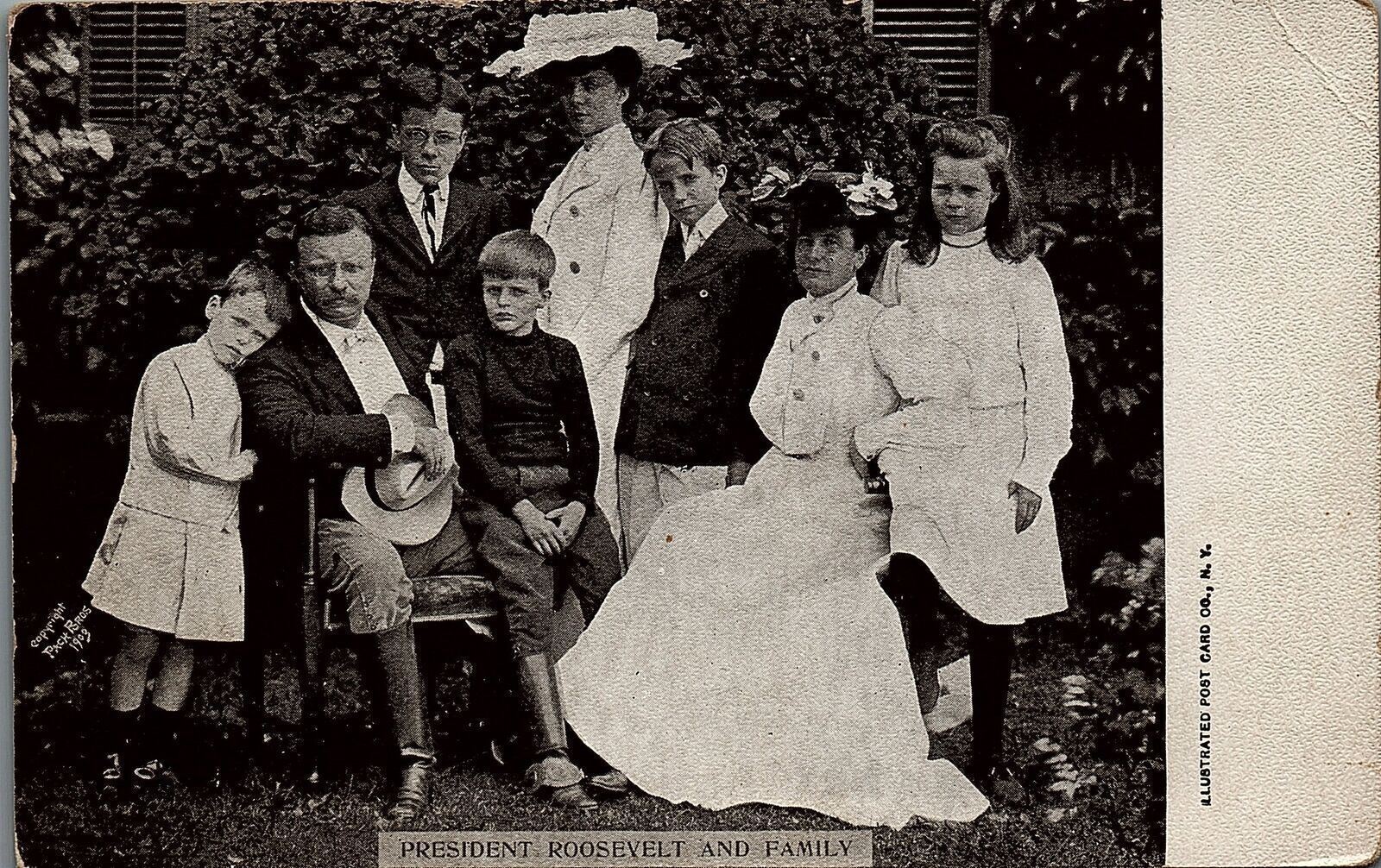 c1905 PRESIDENT ROOSEVELT AND FAMILY EARLY UNDIVIDED BACK POSTCARD 38-74