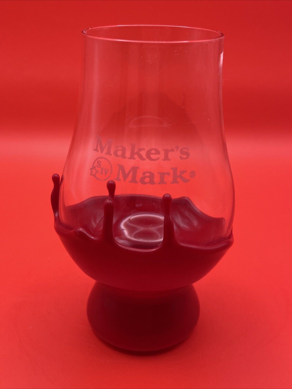 MAKER’S MARK Red Wax Dipped Glencairn Snifter Glass 8oz 4.5” Home Bar Mancave