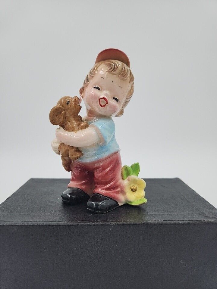 Joseph Origionals Boy With Puppy Figurine Japan MCM