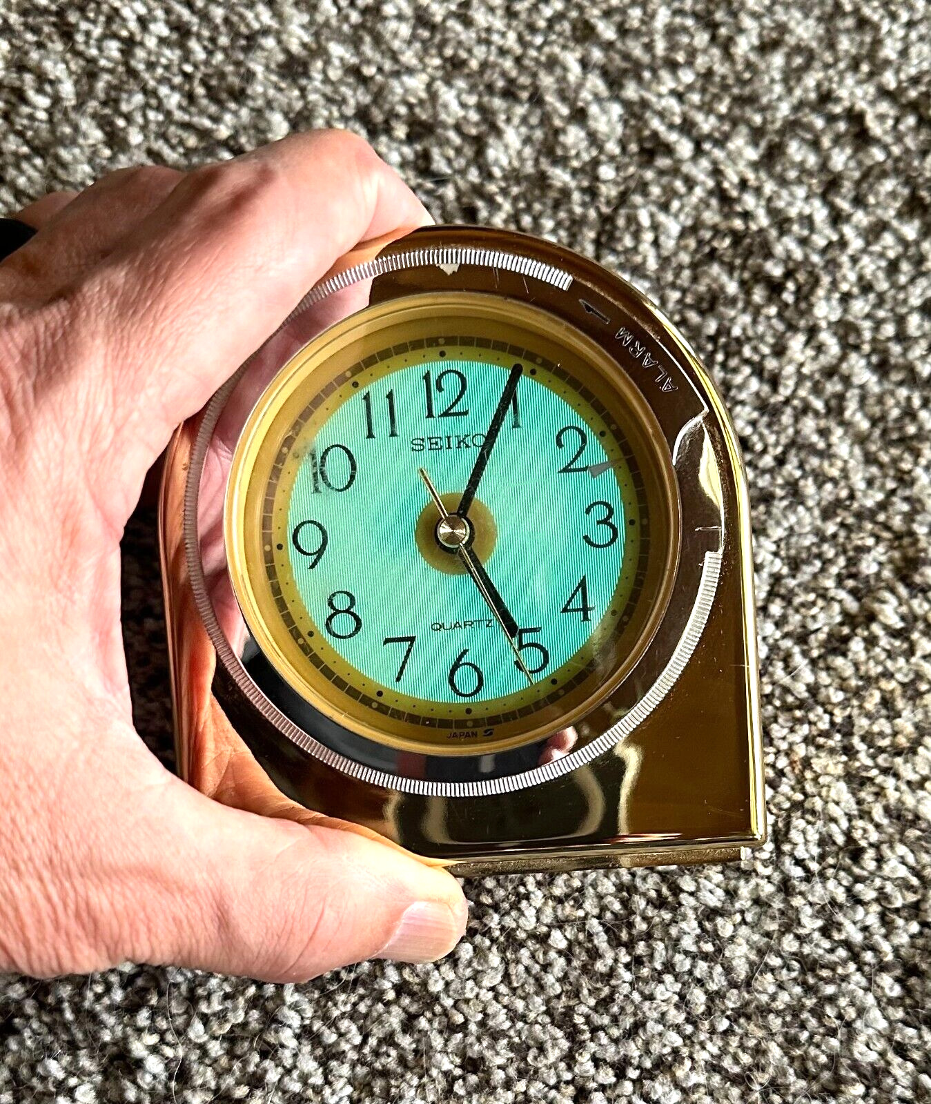 Vintage SEIKO Japan Quartz Gold Alarm Clock Model QEJ 307 G Lighted