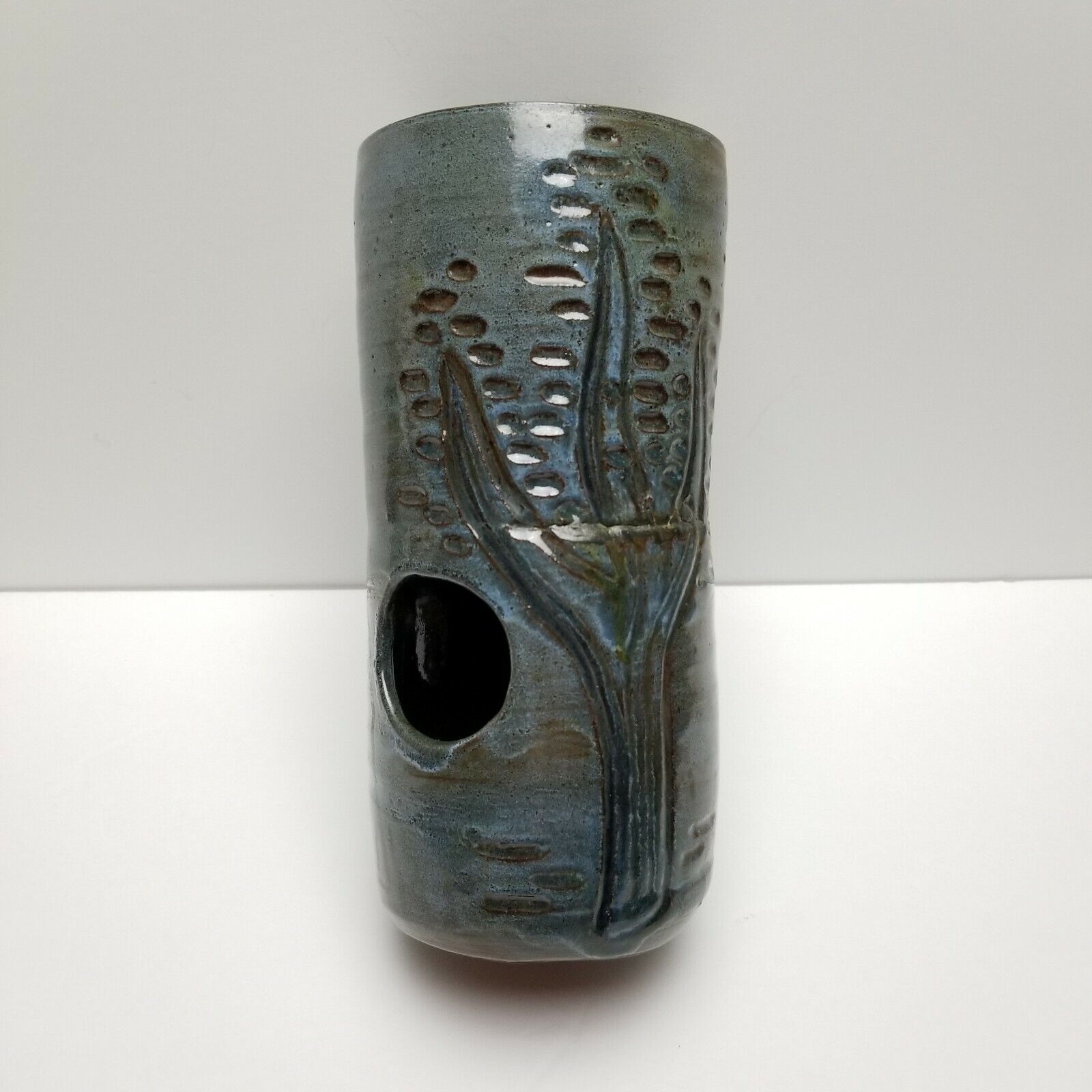 Mid Century Ikebana Vase Signed 1968 Pottery Japan Vtg