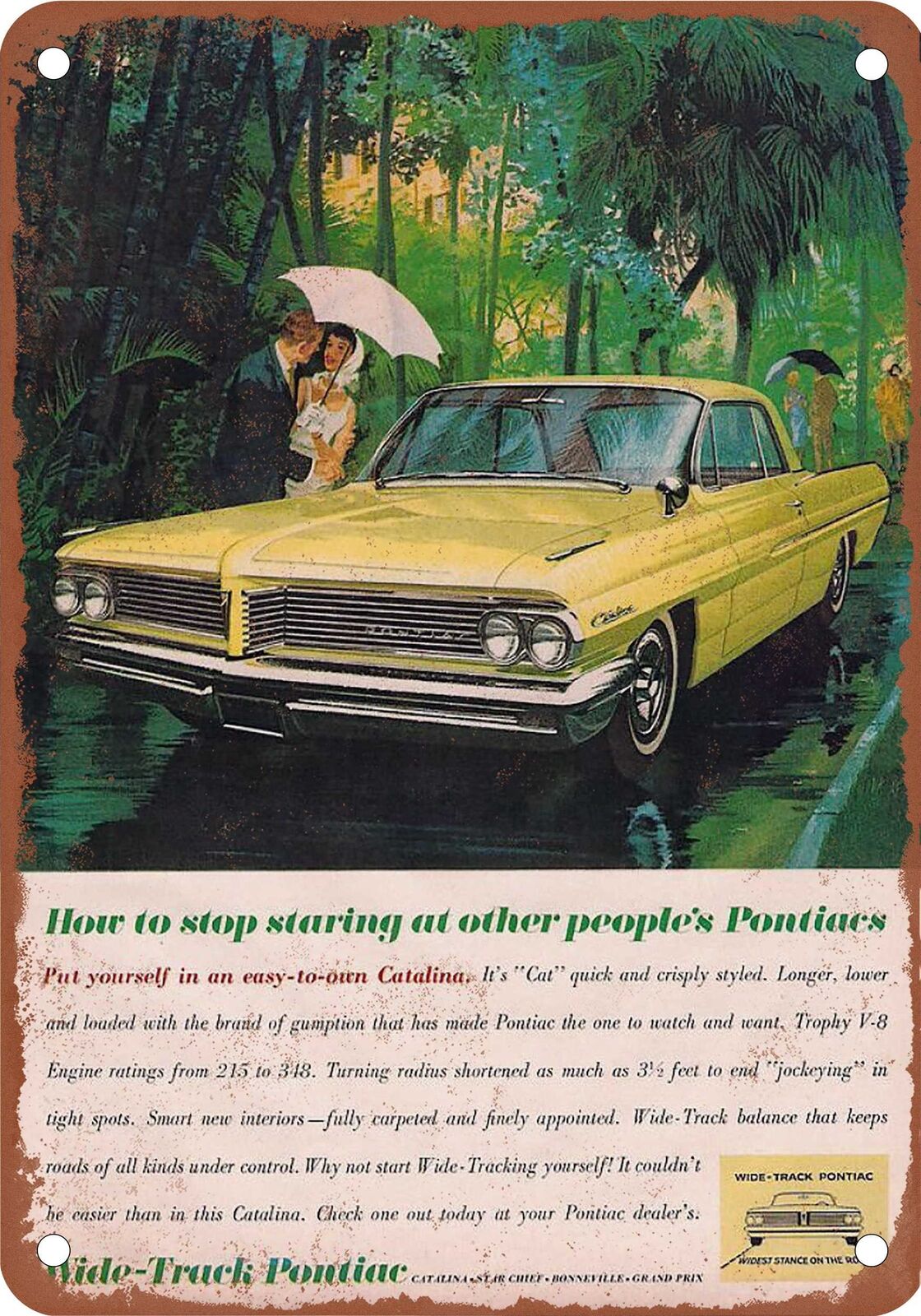 METAL SIGN - 1962 Pontiac Vintage Ad 03 - Old Retro Rusty Look