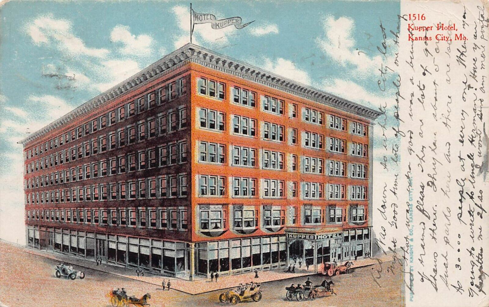 Kansas City MO Missouri Downtown Kupper Hotel Main Street c1907 Vtg Postcard O1
