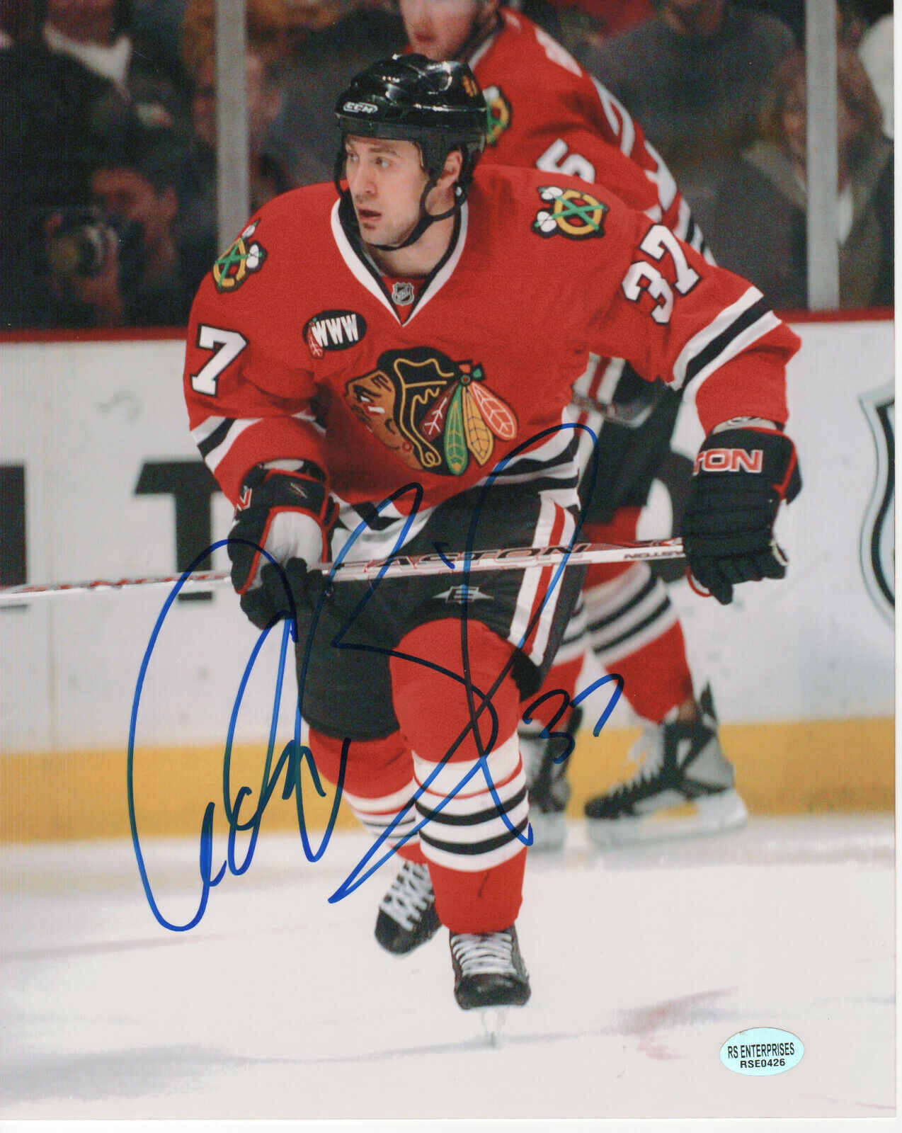 Adam Burish- Chicago Blackhawks- Autographed 8 x 10 Photo