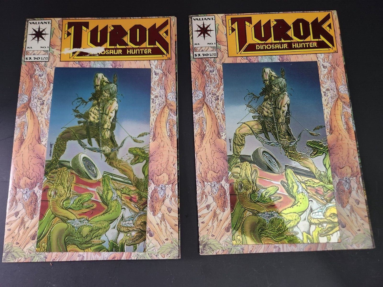 Turok #1 Gold Logo Variant Valiant Comic 1993 Amricons F7, 2 comic book lot