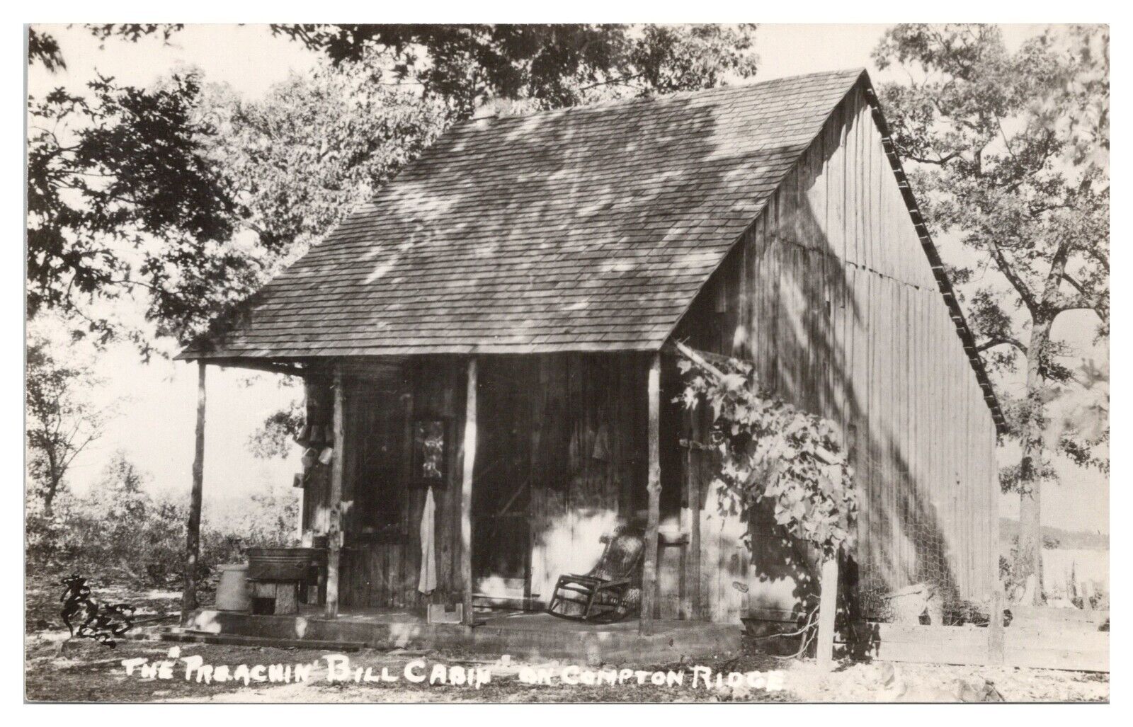 RPPC The Preachin\' Bill Cabin on Compton Ridge MO Postcard Real Photo Unposted