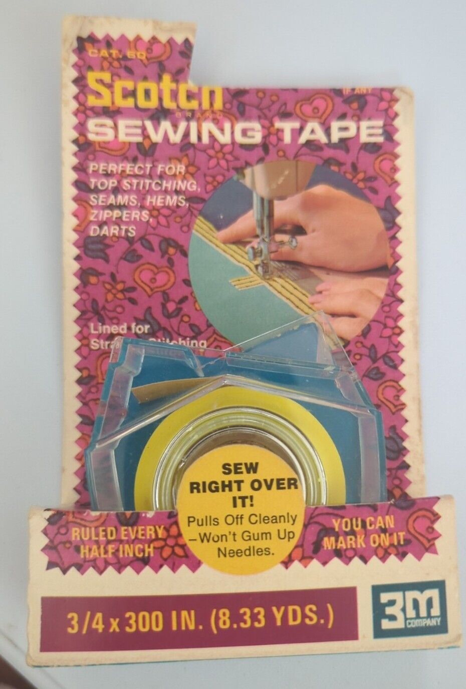 Vintage NOS Scotch 3M Sewing Tape For Top Stitching Seams Hems Zippers Darts 