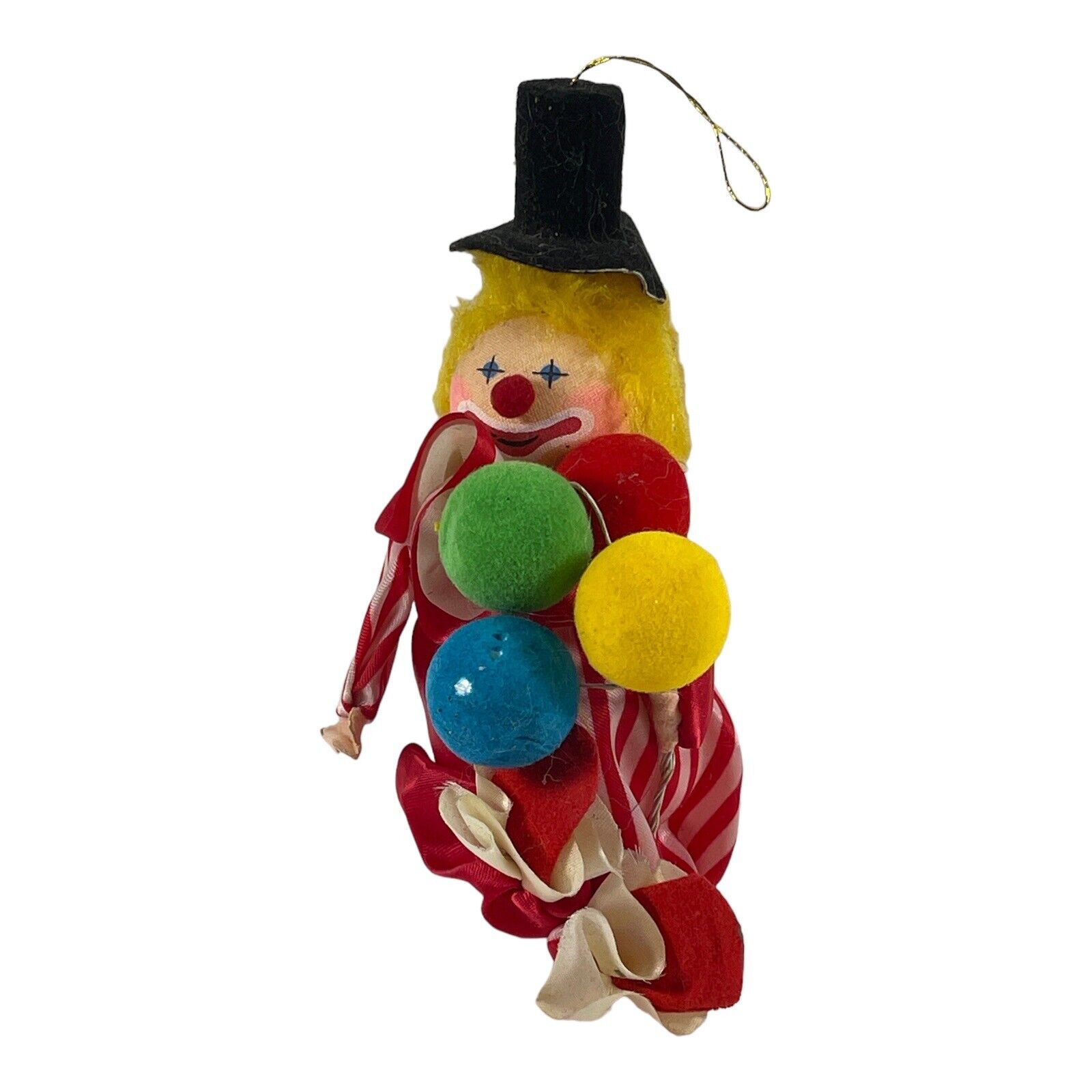 Vintage Clown Ornament Plush Berrie & Co Hat Balloons Christmas Holiday Circus