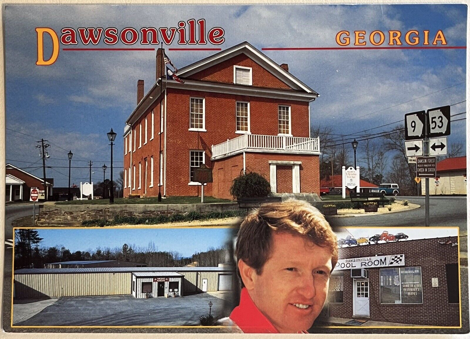 Dawsonville Georgia Bill Elliott NASCAR Pool Hall Courthouse 6x4 Postcard