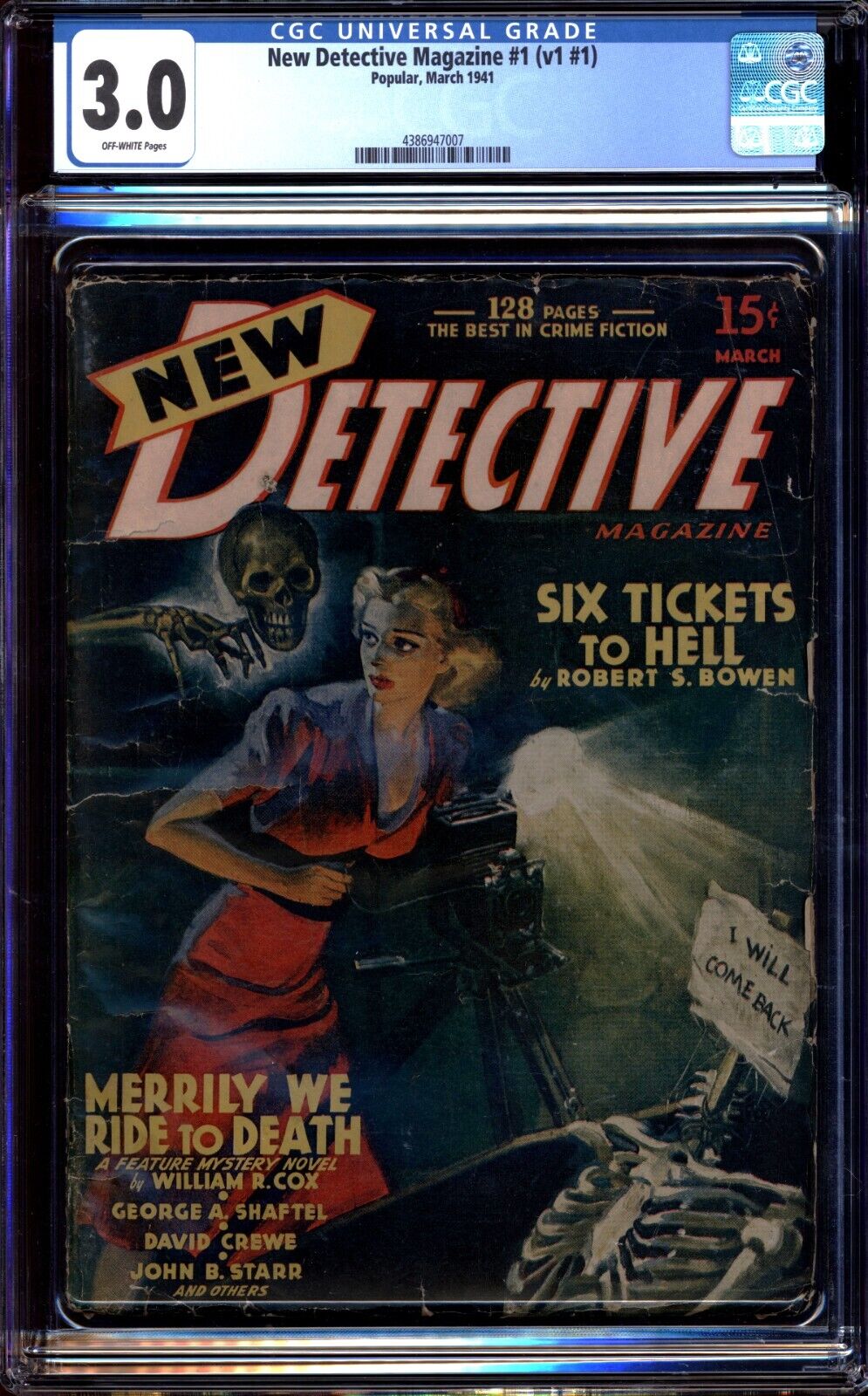 New Detective Pulp 1 (V #1) CGC 3.0 Classic Belarski Skull cover 1941 1st issue