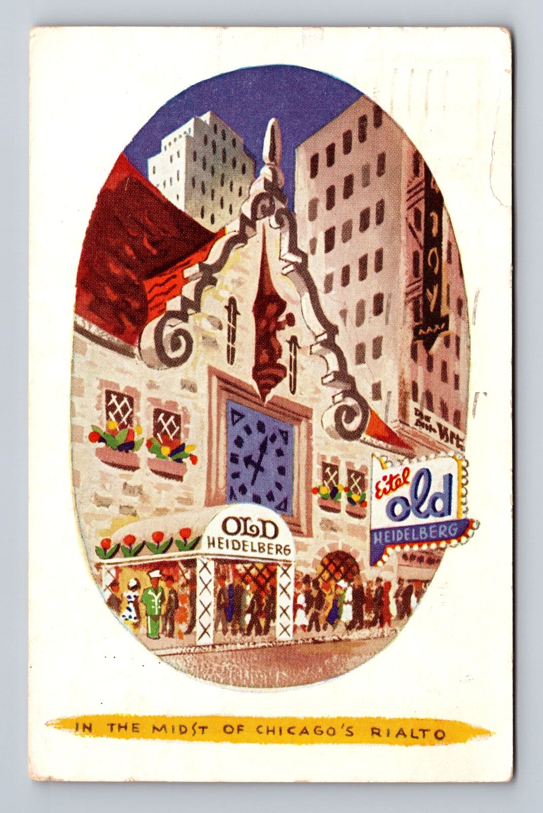 Chicago IL- Illinois, Eitel Old Heidelberg, Antique, Vintage c1949 Postcard
