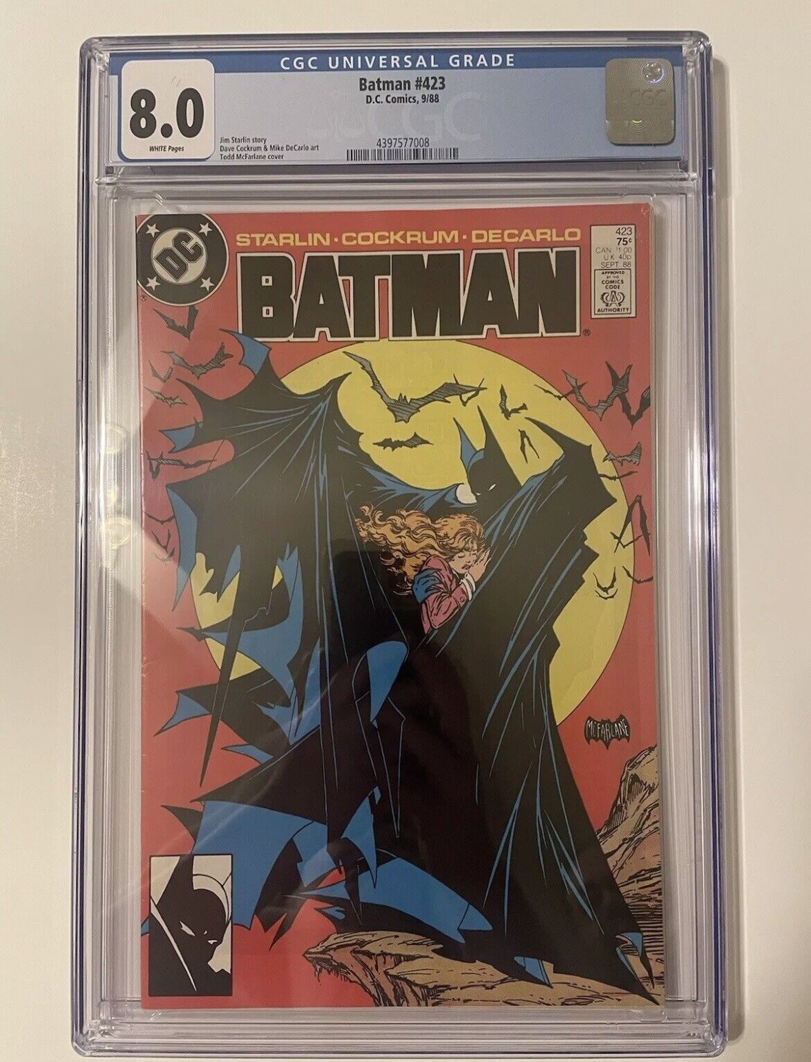 BATMAN #423 CGC 8.0 1988 Classic Todd Mcfarlane Cover 1st Print