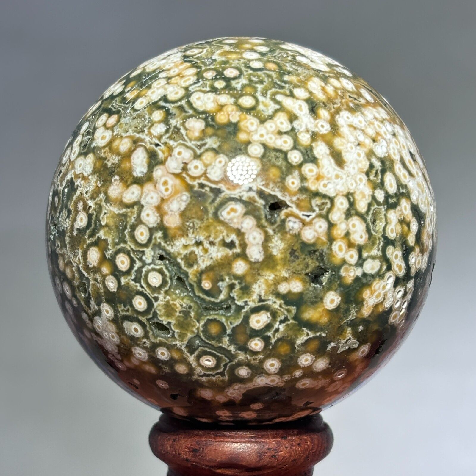 258g Rare Natural Ocean Jasper Sphere Quartz Crystal Ball Reiki Stone