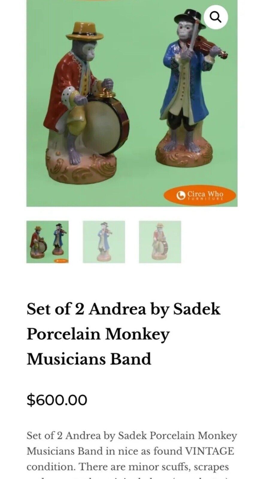 Andrea By sadek Porcelain Monkeys RARE 🔥🔥🔥🔥🔥