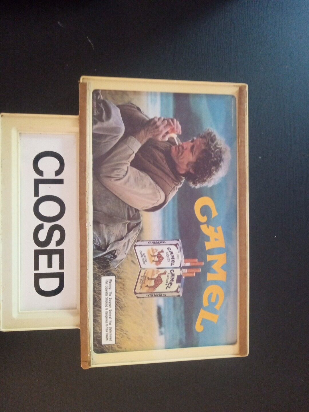 Vintage 1983 Camel Cigarette Open Closed Sign Advertising RJ Reynolds Smoking 
