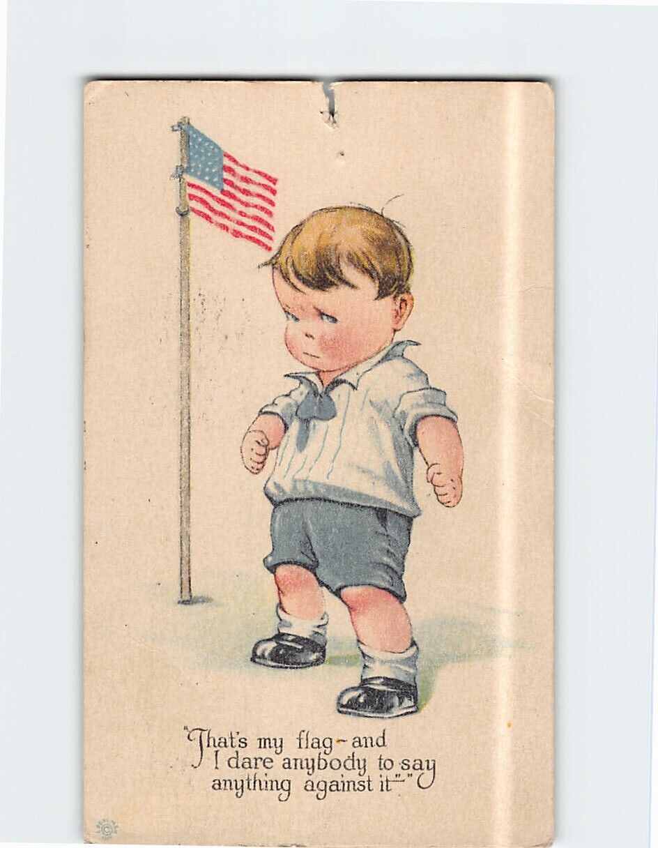 Postcard US Flag Boy That\'s My Flag & I Dare Anybody to Say Anything Against It