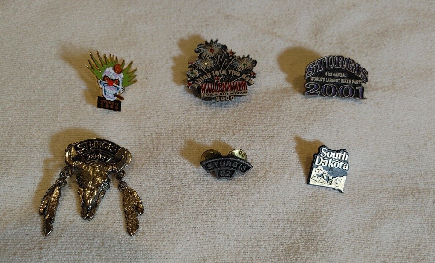 Sturgis Motorcycle Rally Pin Collection 2000-2002 6 Pins