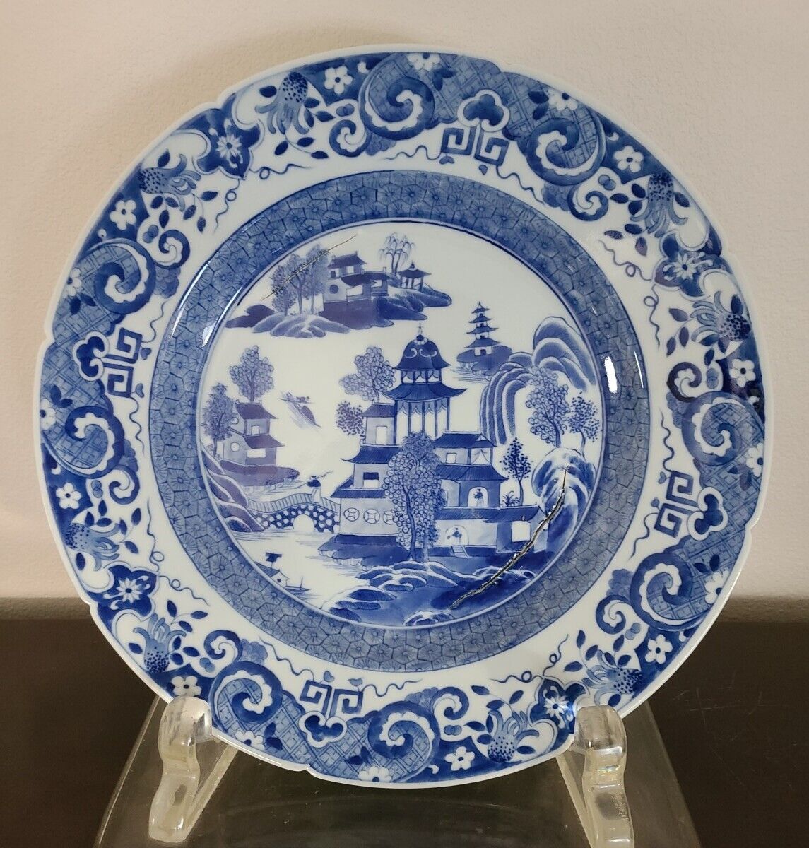 Vintage Decorative 20th Century Chinese Canton Blue and White 14 5/8\