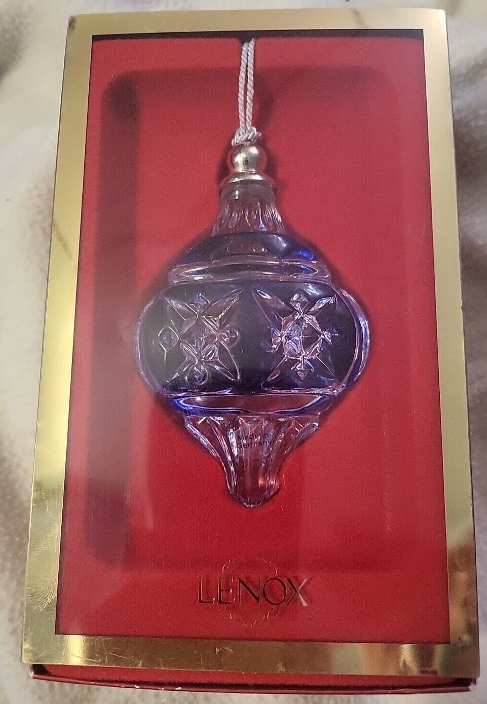 Lenox 2000 BLUE LITE Crystal Christmas Ornament Germany