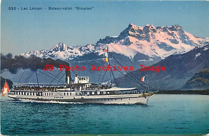 Switzerland, Lake Leman, Steamer Simplon, Bateau-Salon, SG No 532