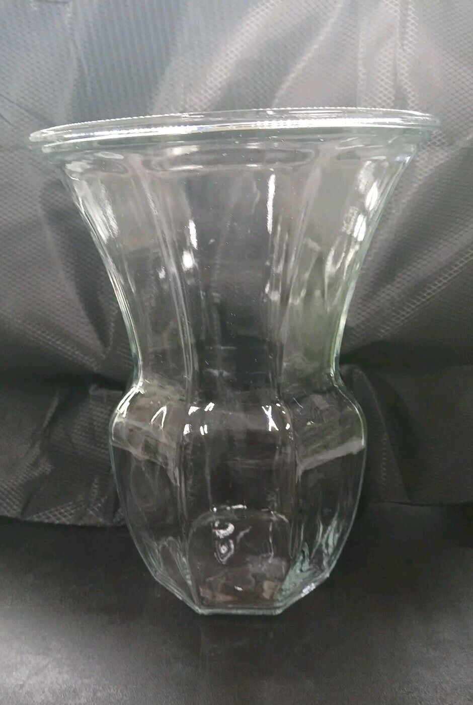 Vintage Large Glass Octagon Flower Vase