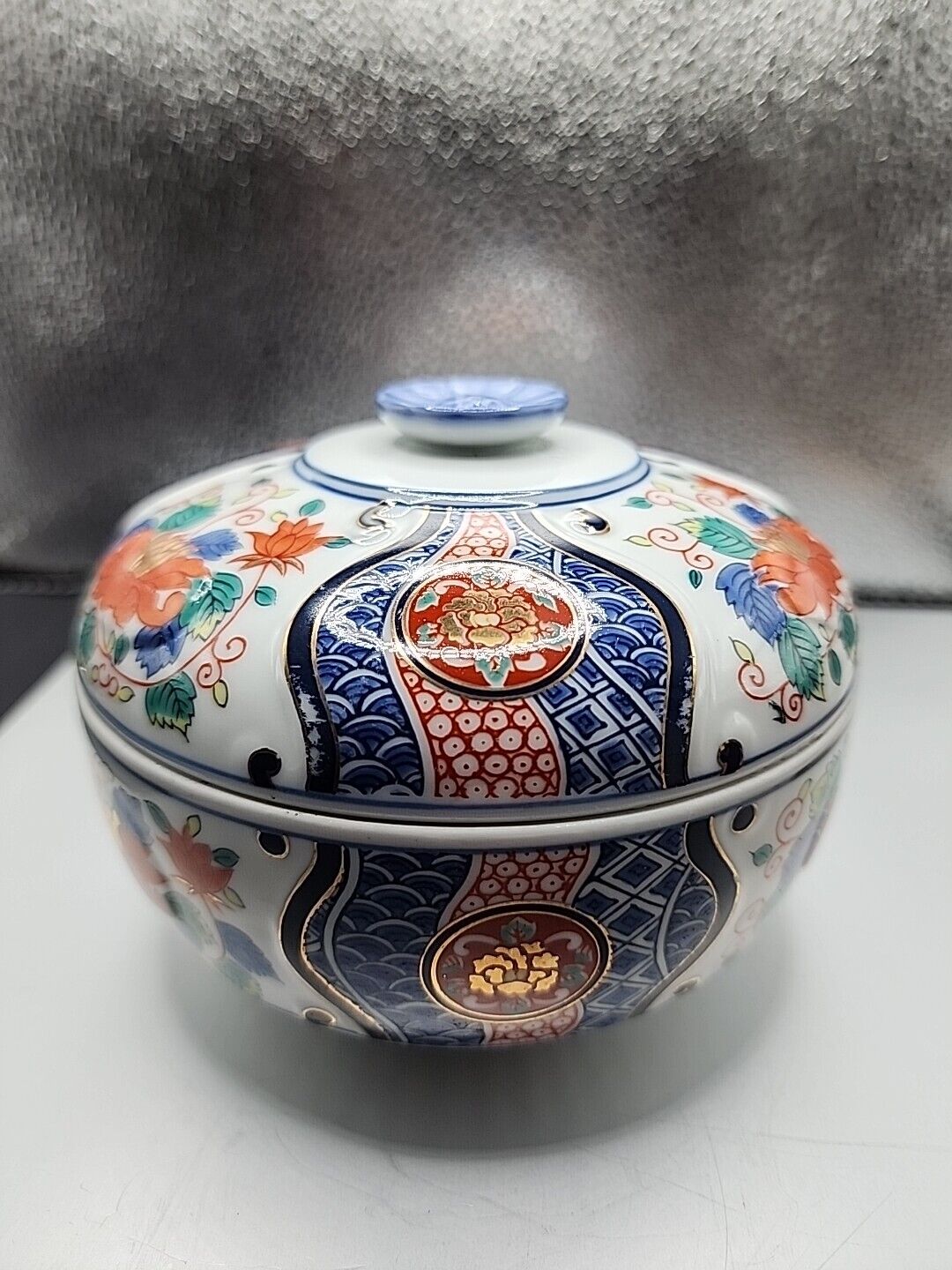 Antique Japanese Imari (Arita) Trinket Bowl With Matching Lid + Maker Mark