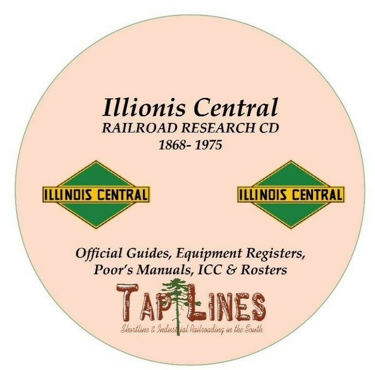 ILLINOIS CENTRAL OFFICIAL GUIDES, EQUIPMENT REGISTERS & POORS SCAN TO PDF ON CD