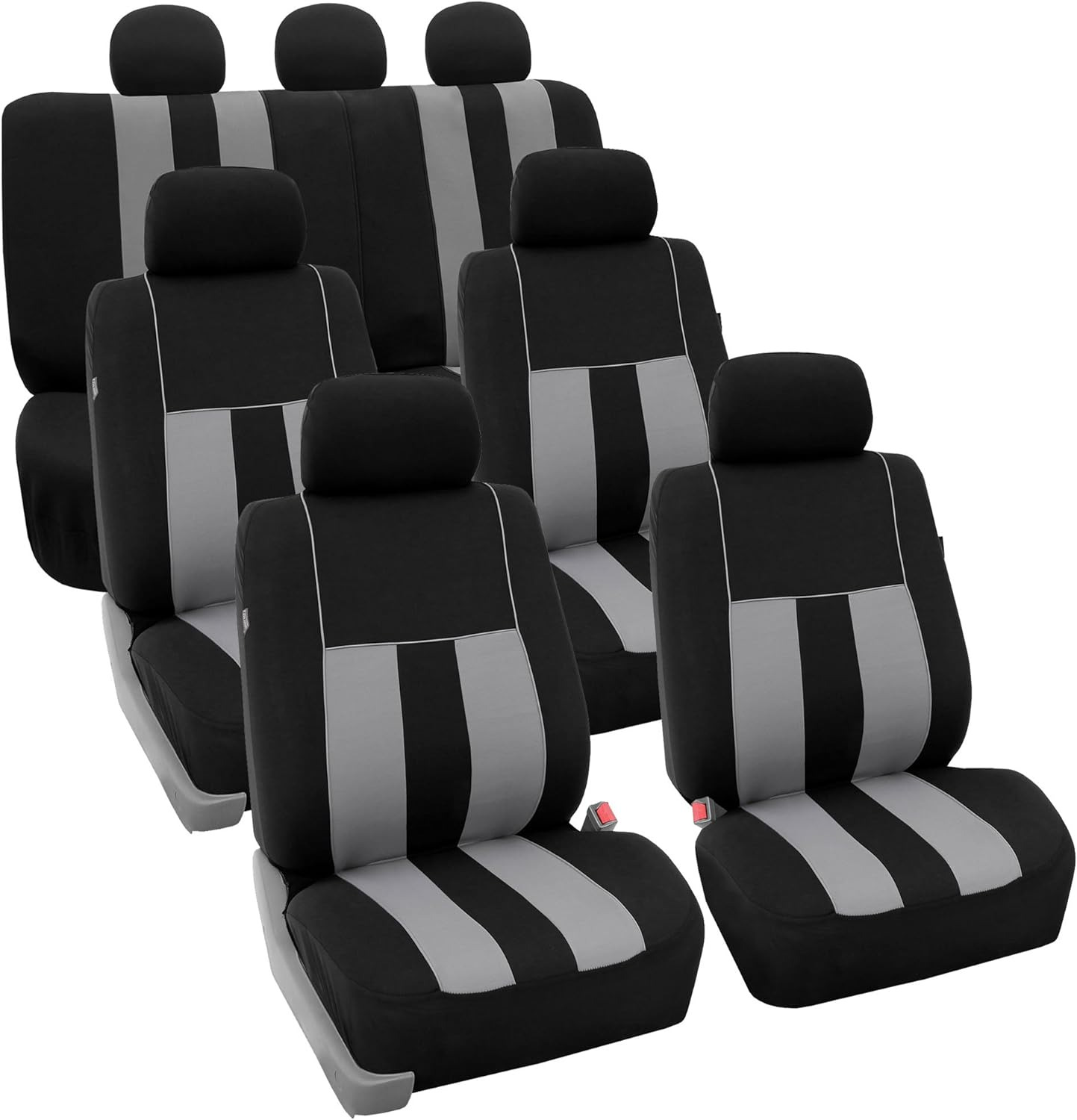 Three Row Striking Striped Full Set Car Seat Covers, Airbag Compatible & Split R