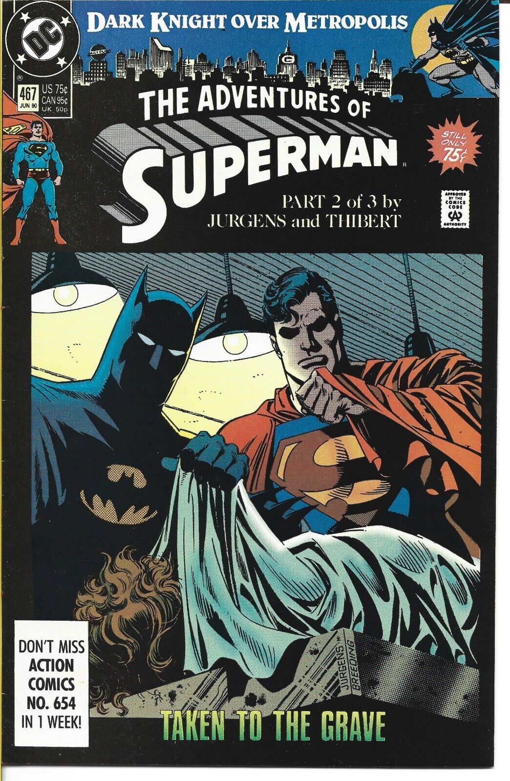 THE ADVENTURES OF SUPERMAN #467 DC COMICS 1990 BAGGED AND BOARDED