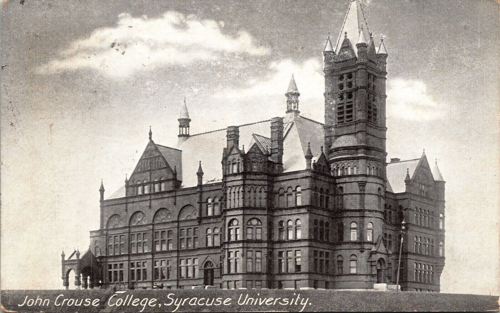 John Crouse College Syracuse University Antique Postcard PM Cancel WOB Note DB