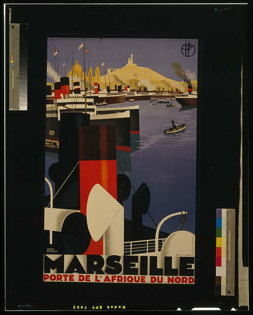 Marseille,porte de l\'Afrique du nord,France,Harbor,Ships,c1930,Roger Broders