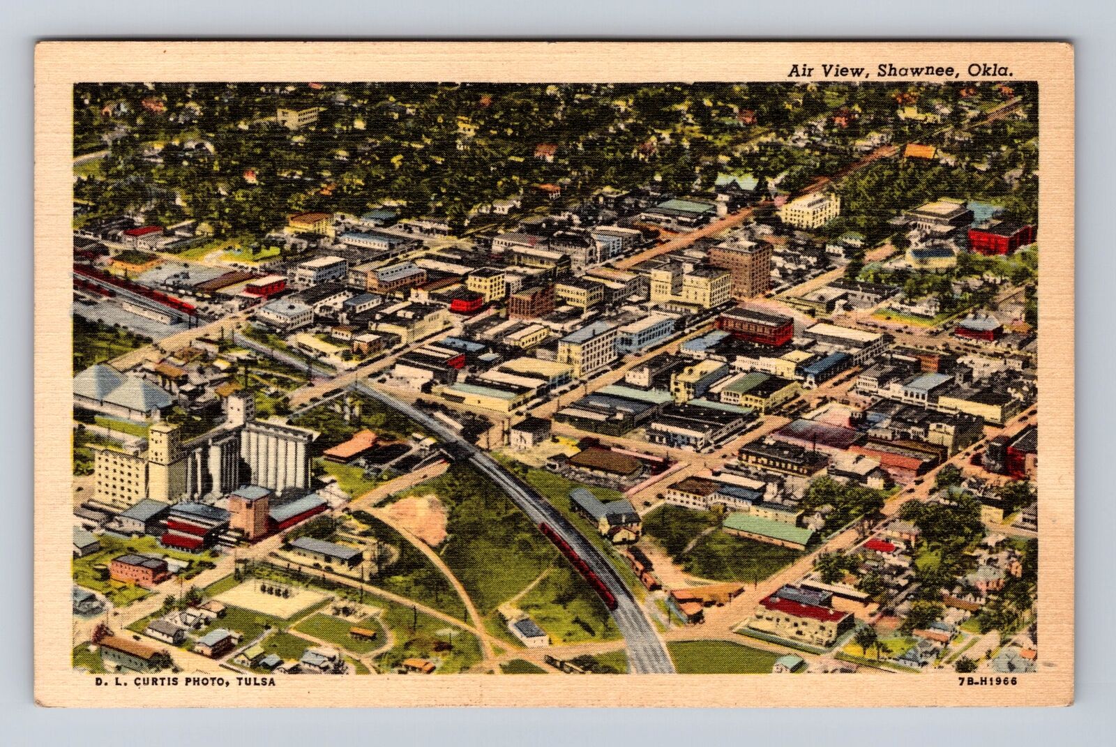 Shanee OK-Oklahoma, Aerial Of Town Area, Antique, Vintage c1948 Postcard