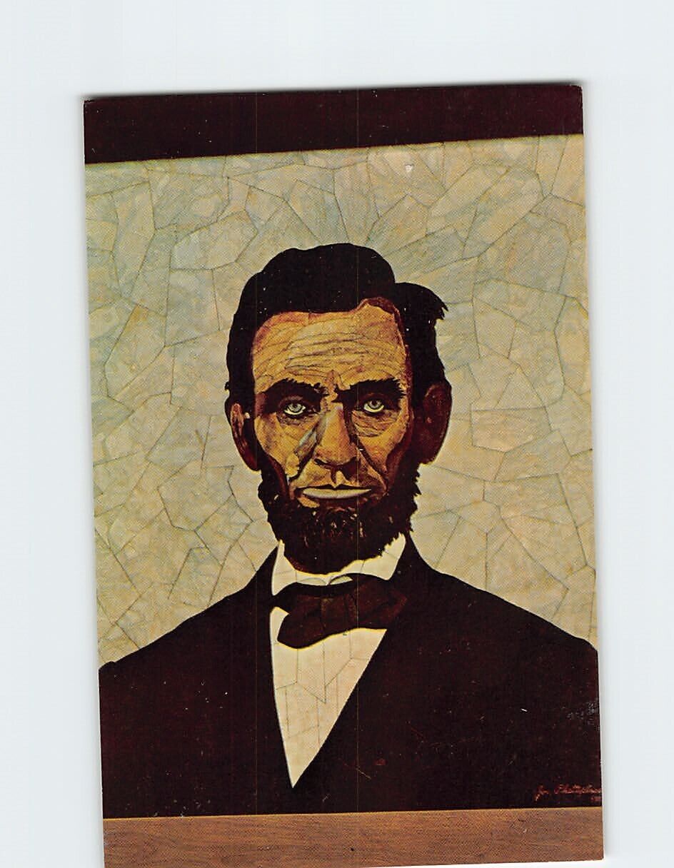 Postcard Abraham Lincoln Gemstone Portrait Phetteplace Museum of Arts WI USA