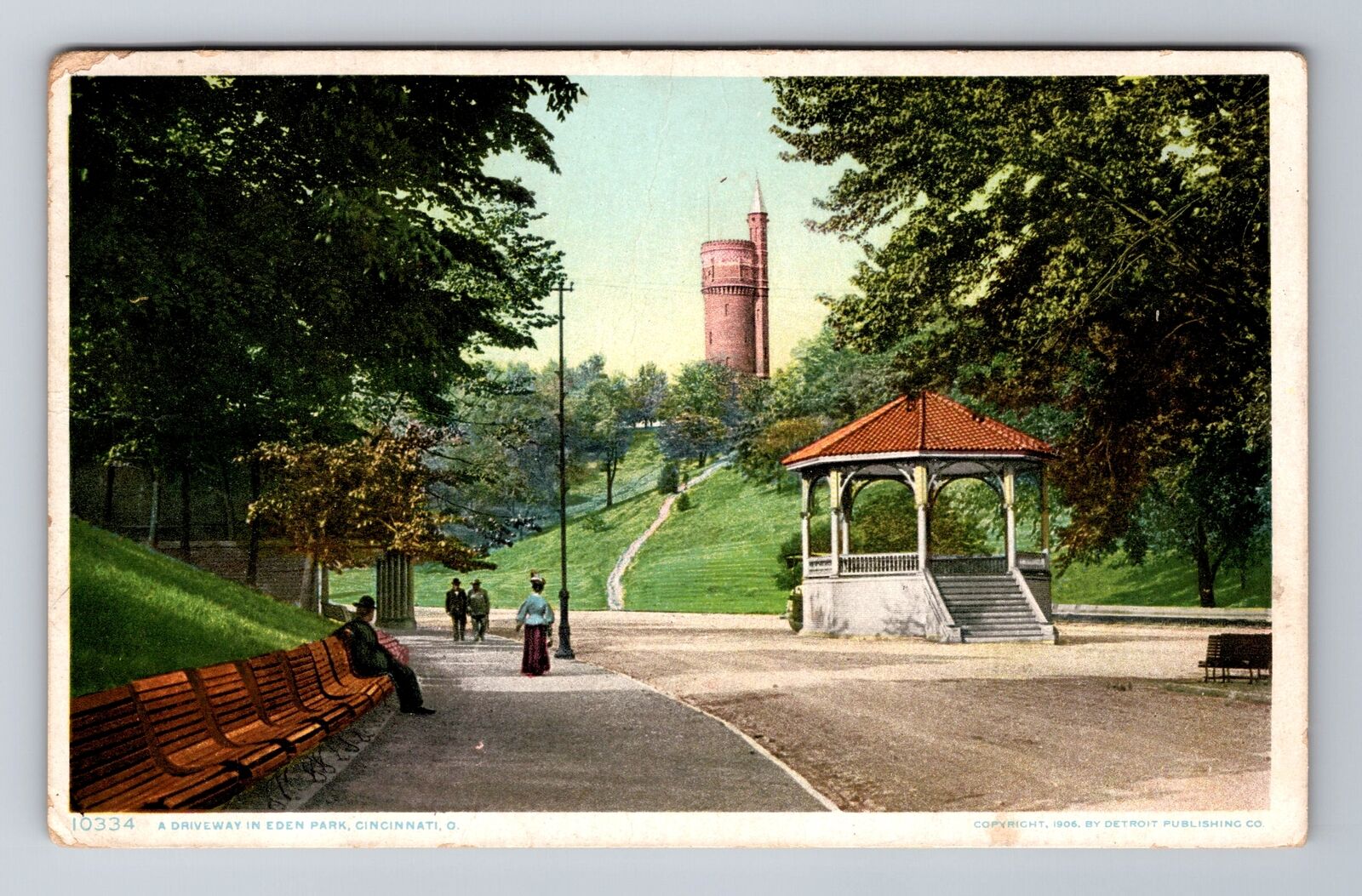 Cincinnati OH-Ohio, Driveway in Eden Park, Antique Vintage Souvenir Postcard