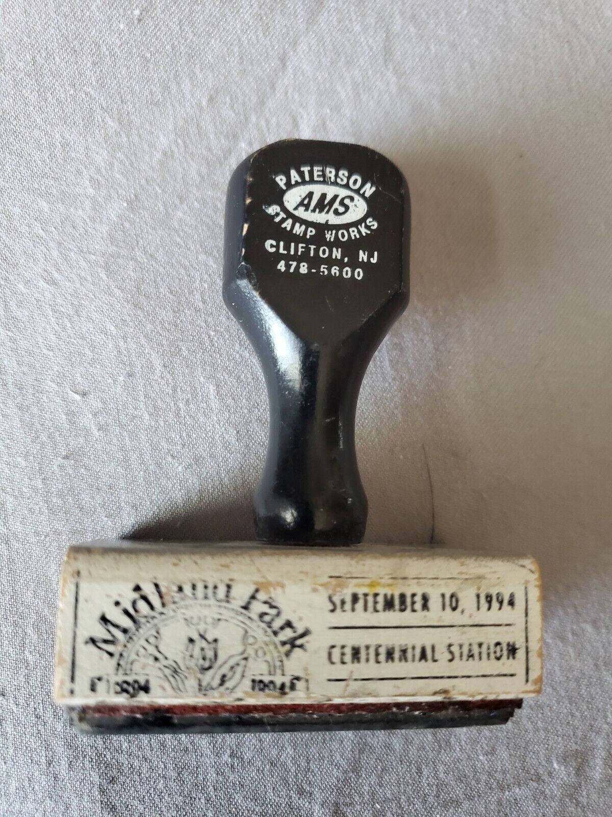 Midland Park NJ USPS 1894 - 1994 Centennial Rubber Date Stamp