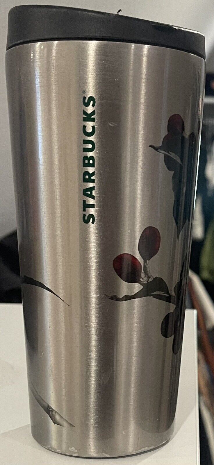 Starbucks 2014 Green Dot Collection Stainless Steel  16 oz Tumbler Cranberry