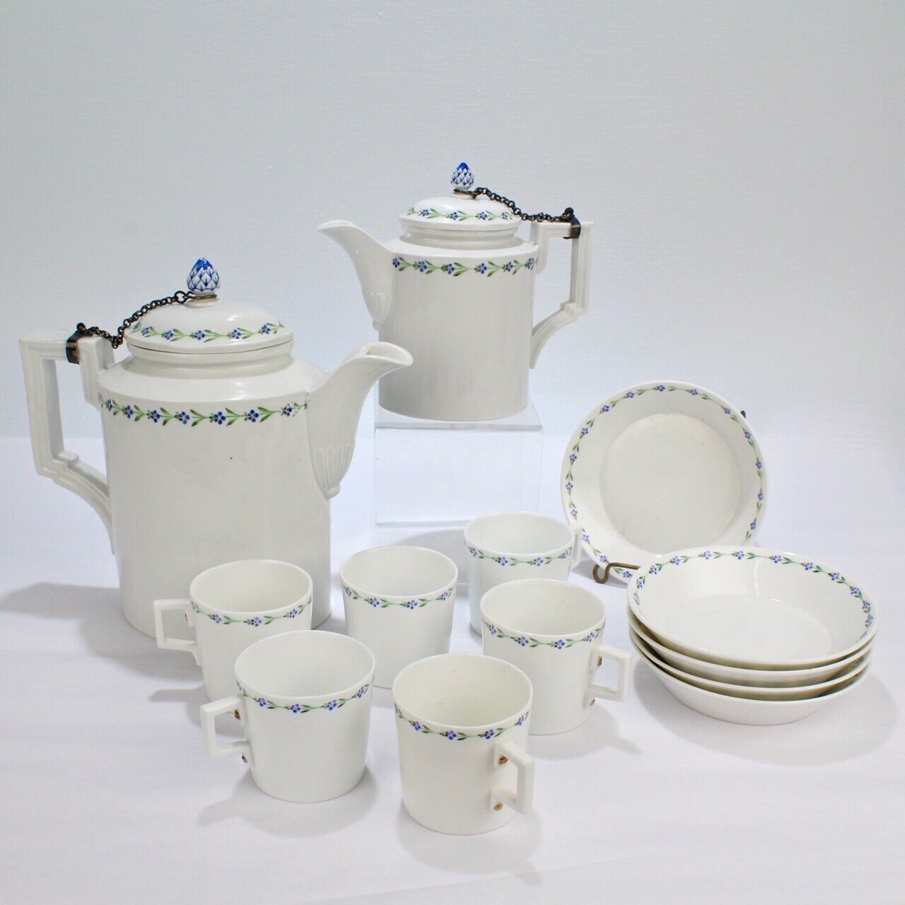 Antique 18c/19c Gotha & Furstenberg German Porcelain Tea or Coffee Set - cups pc