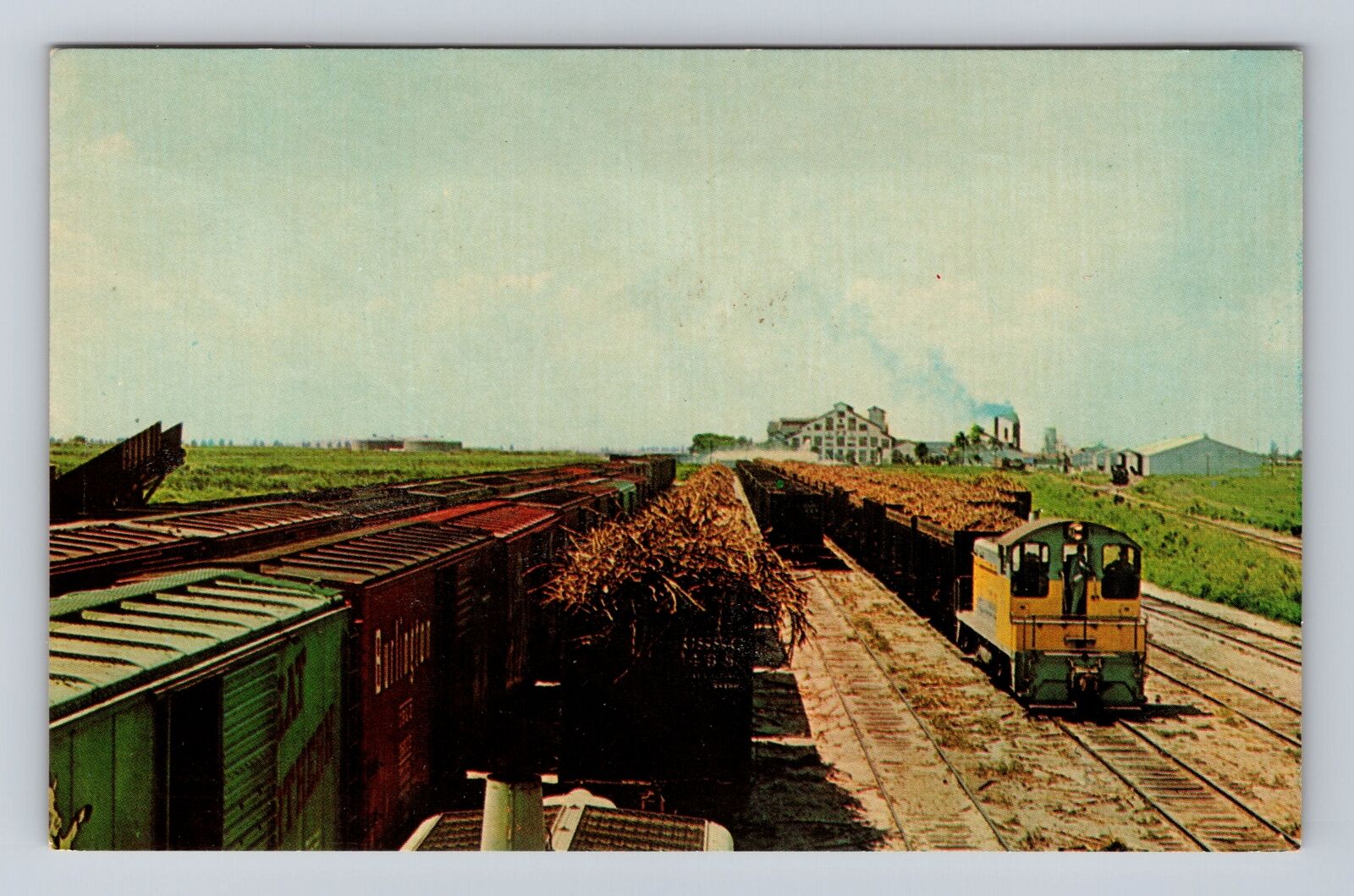 Clewiston FL-Florida, Railway Sugar House Yard, Antique Vintage Postcard